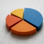Colorful chart segments on a grid background