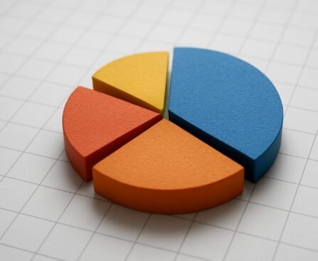 Colorful chart segments on a grid background