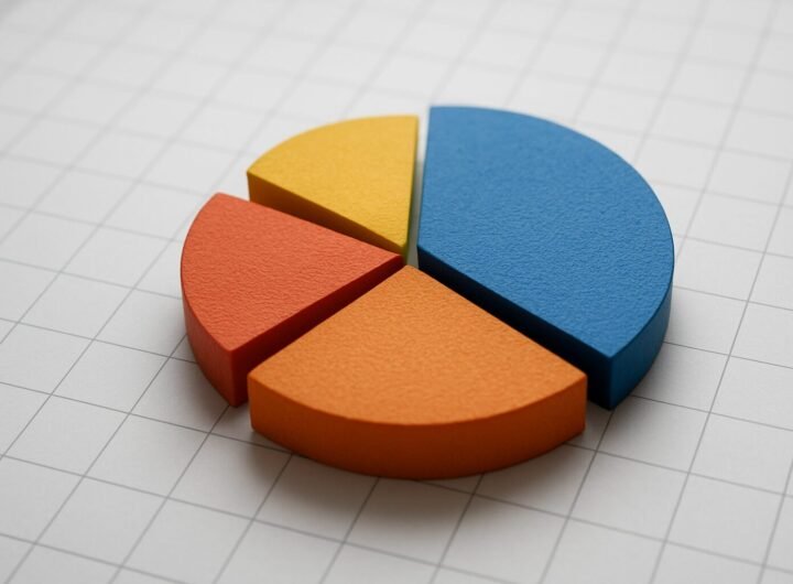 Colorful chart segments on a grid background